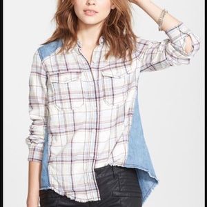 Free people getaway flannel and blue jean shirt