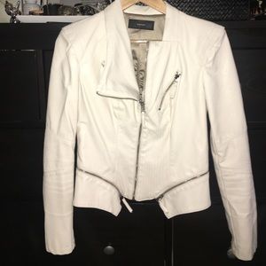 Blank NYC cream vegan leather jacket