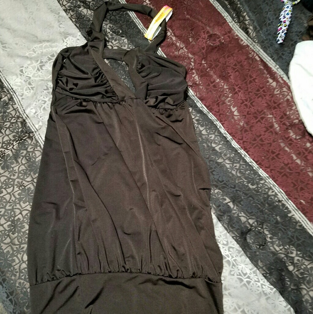 Brown silk mini dress