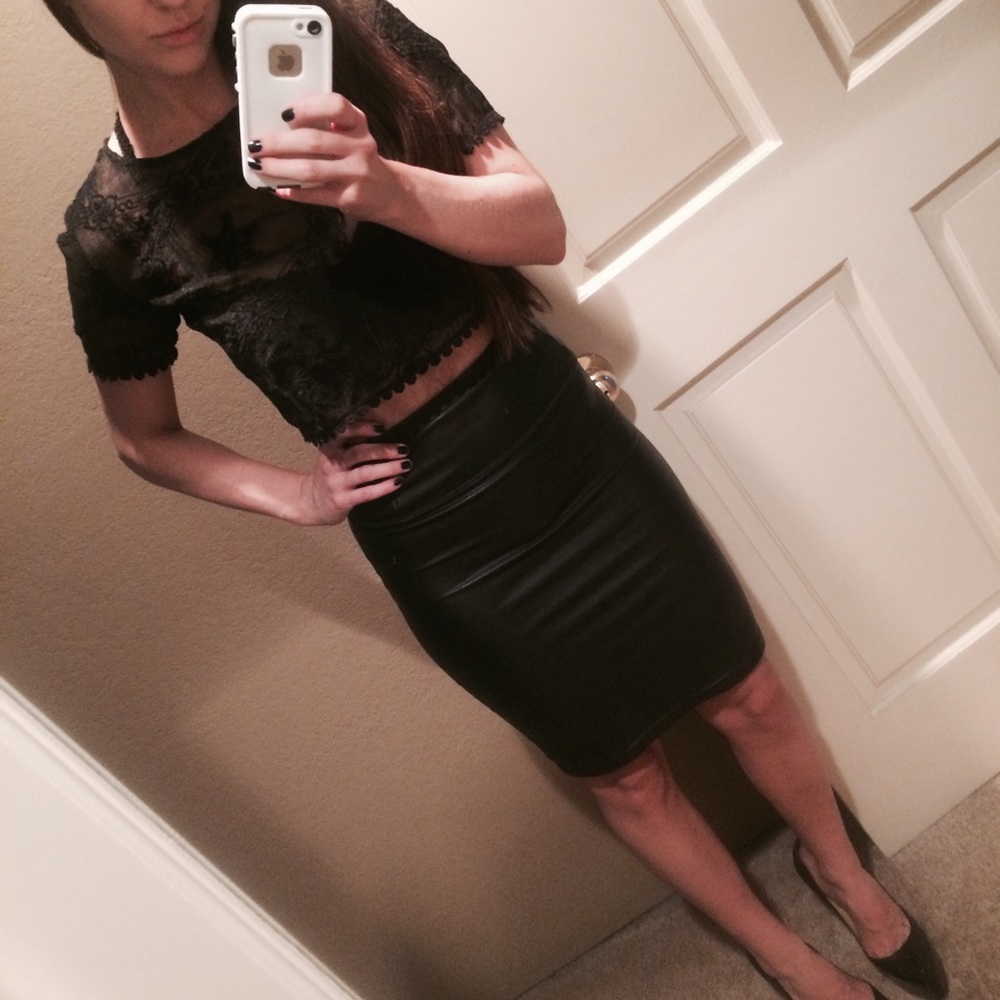 F21 Black Lace Crop Top