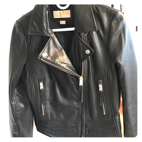 Michael Kors Jackets & Blazers - Michael kors black leather moto jacket excellent
