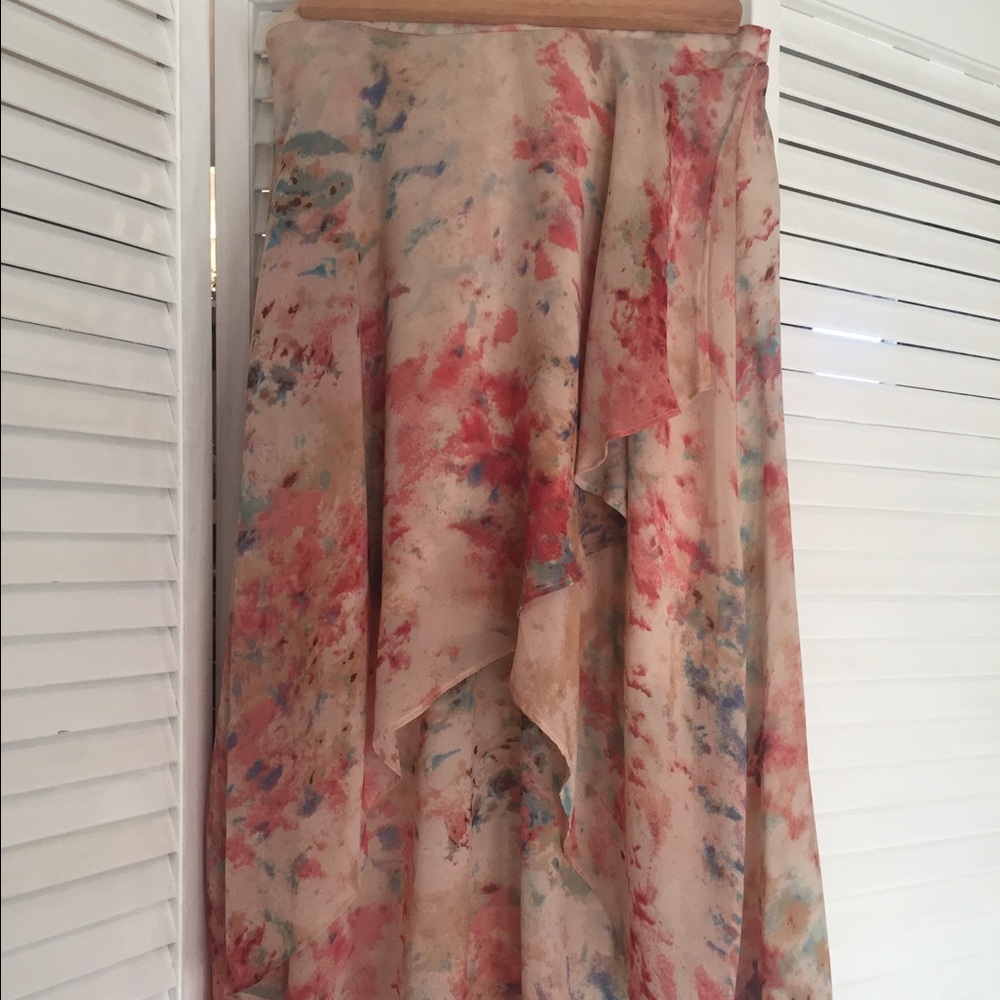 High Low Mid Calf Length Ruffle Maxi Skirt