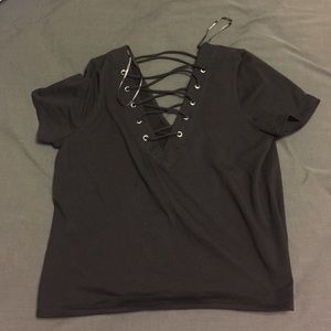 Black crisscross crop top