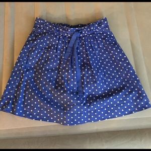JCrew skirt! Size 2, blue w/ white polka dots