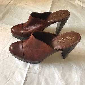 Cole Haan Heeled Brown Leather Mules/Clogs