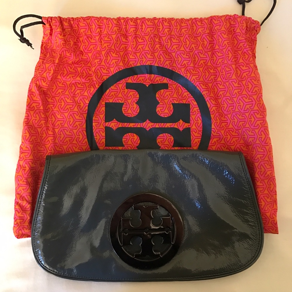 Tory Burch gray clutch