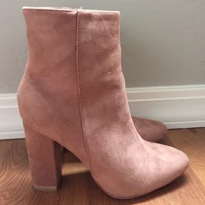 Pink suede ankle boots