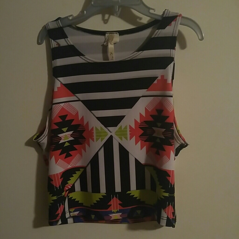 Stripe and Aztec Crop top