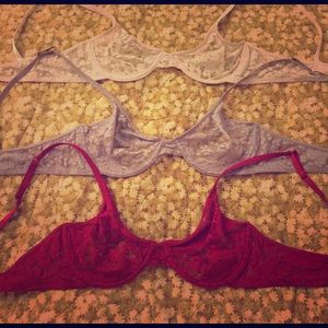 3 Gilligan & O'Malley lace bras 36B