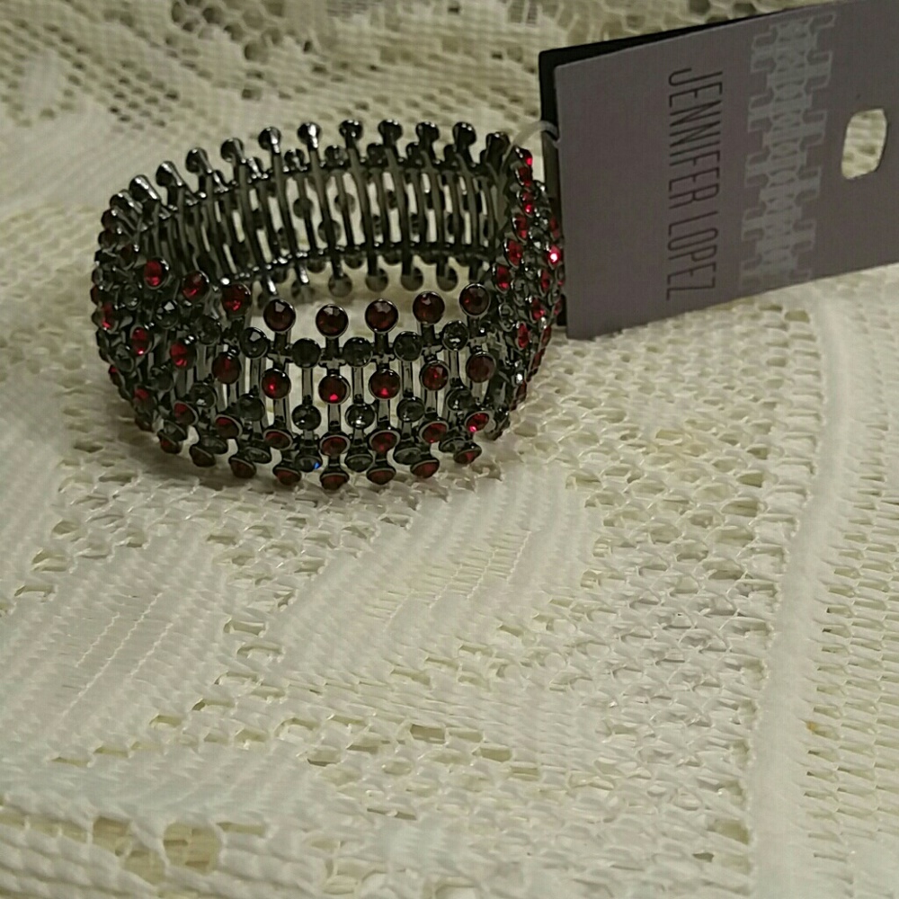 Jennifer Lopez Red Faux Crystal Stretch Bracelet