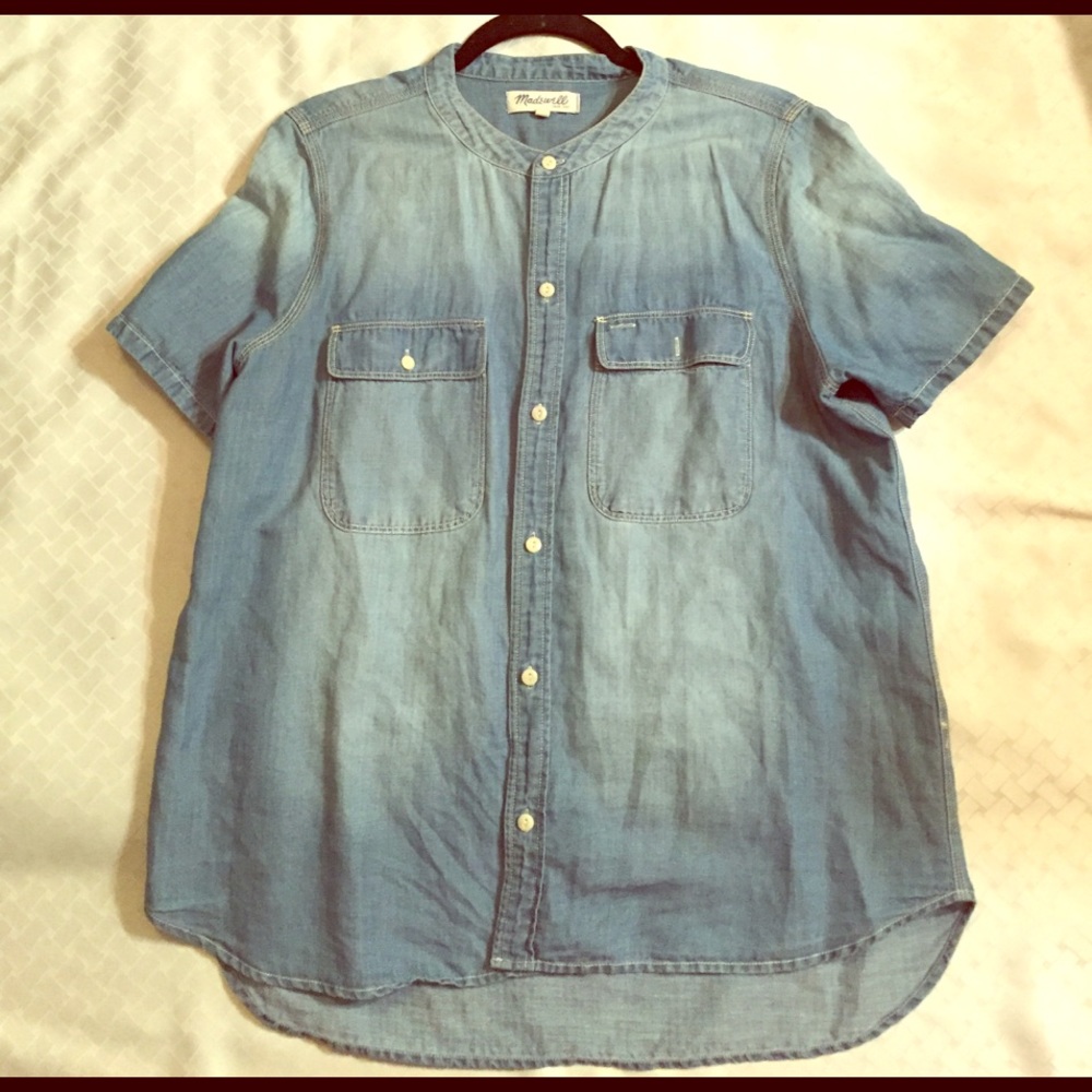 Madewell Collarless Denim Shirt
