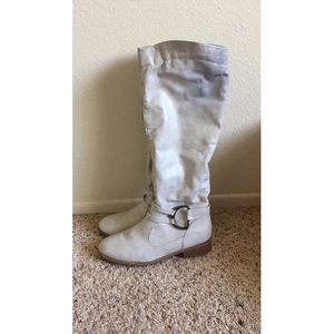 Stone colored knee high boots