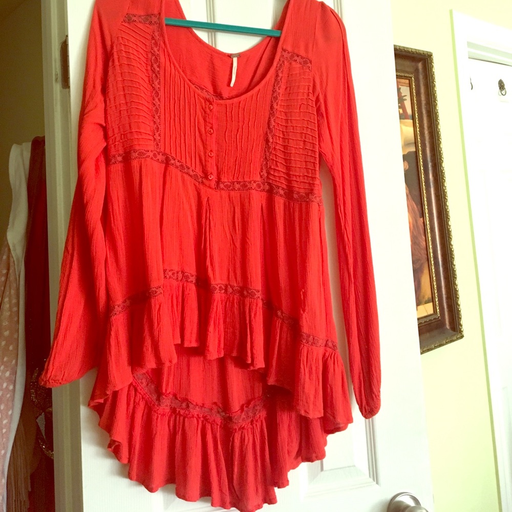 Free People Orange-red top