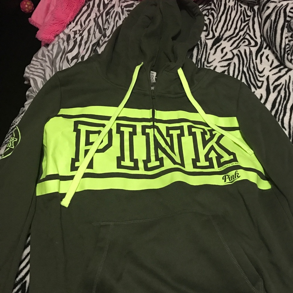 Victoria Secret Pink: Olive Green Pullover Hoodie