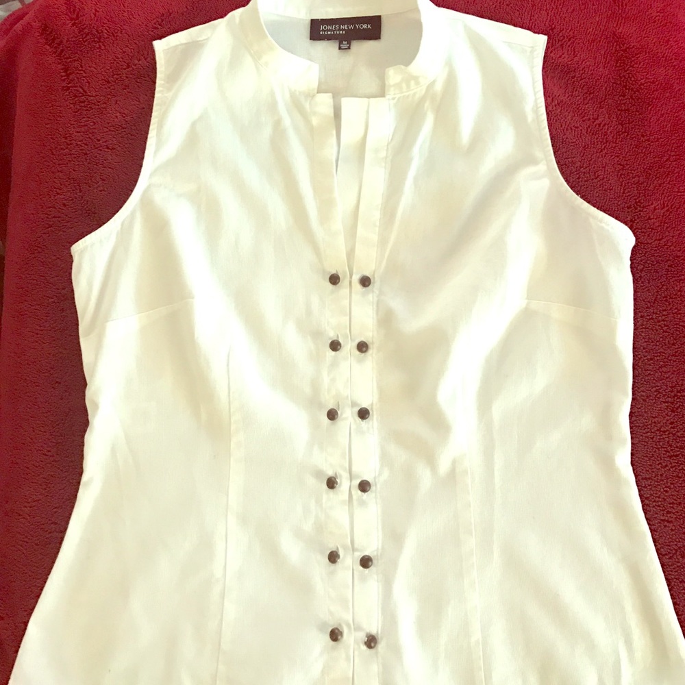 🌷JNY white sleeveless blouse🌷 nwot!🎀