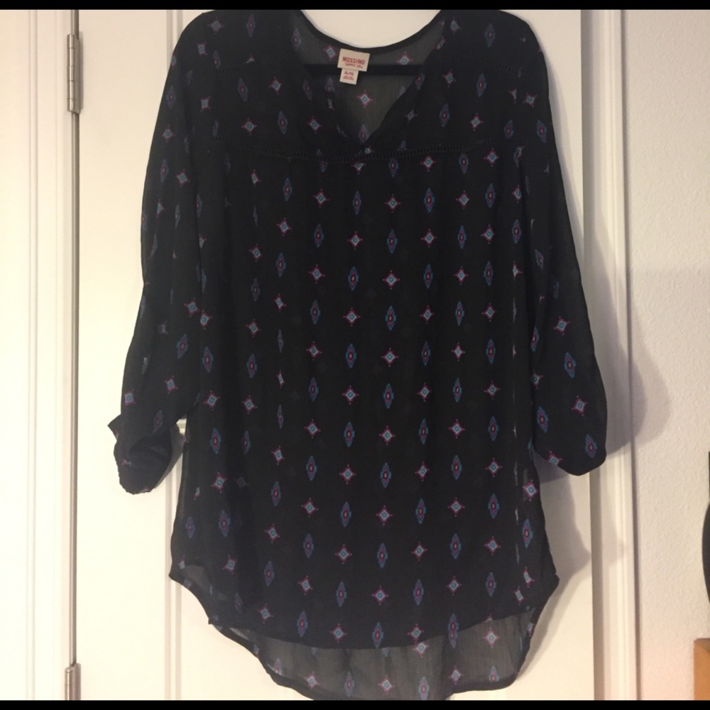 Sheer black tribal print tunic