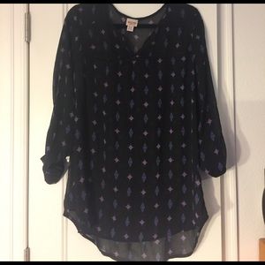 Sheer black tribal print tunic