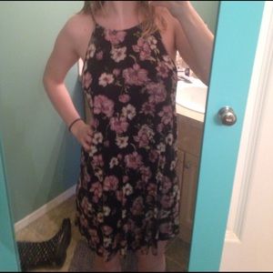 Black and pink floral mini dress