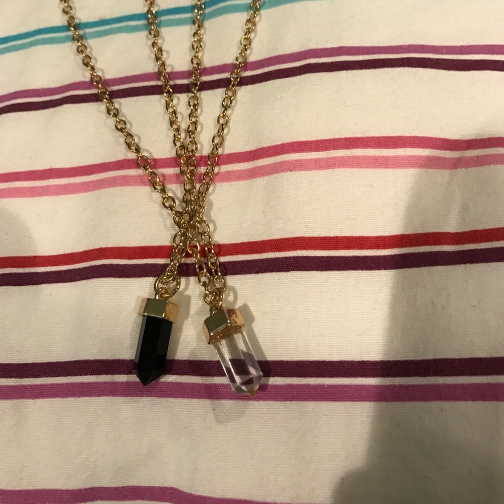 BUNDLE- necklace with black stone and clear stone