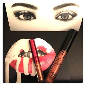 Kylie mini poppin gloss & dirty peach lipstick