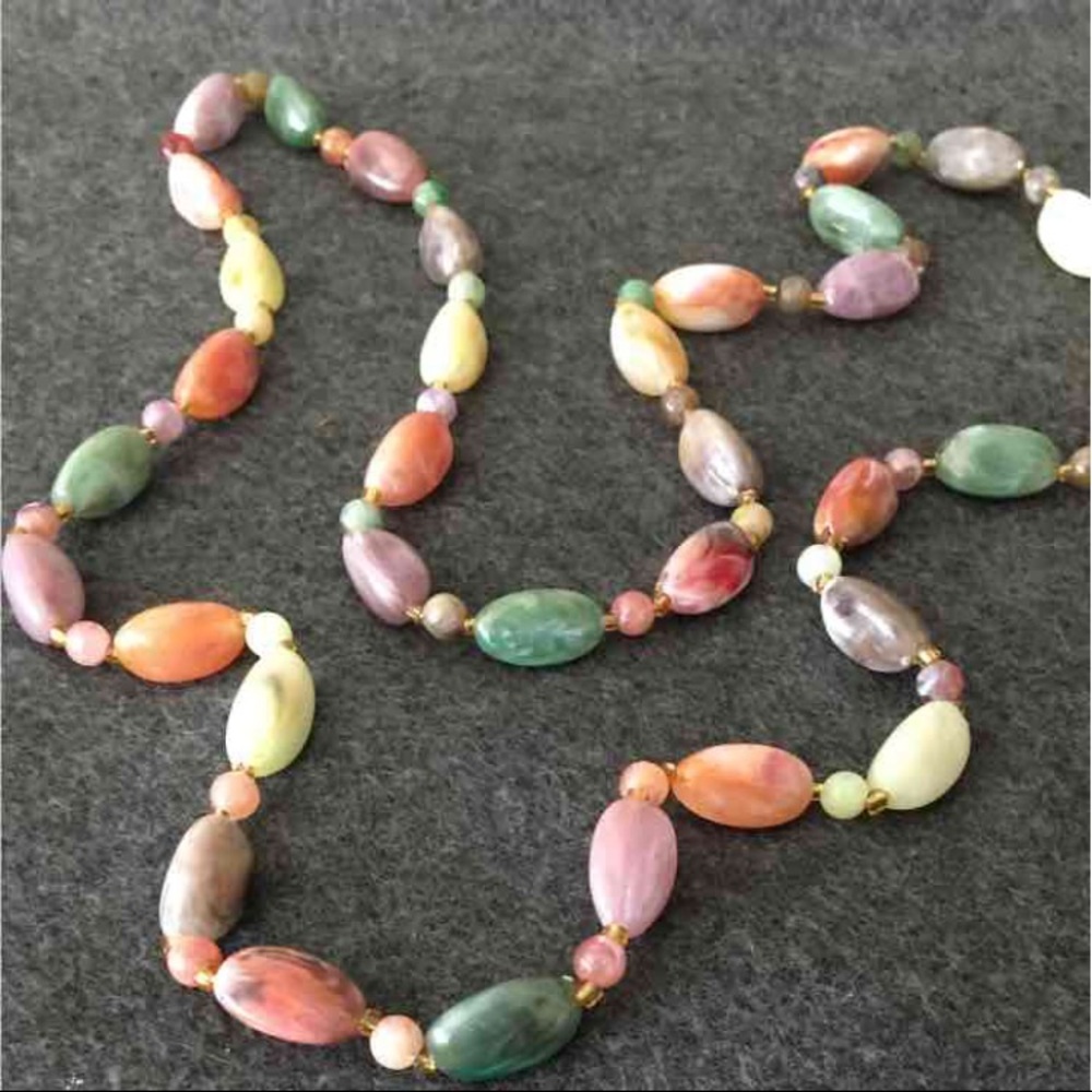 36" Pastel Colored 'Look-Like' Stone Bead Necklace