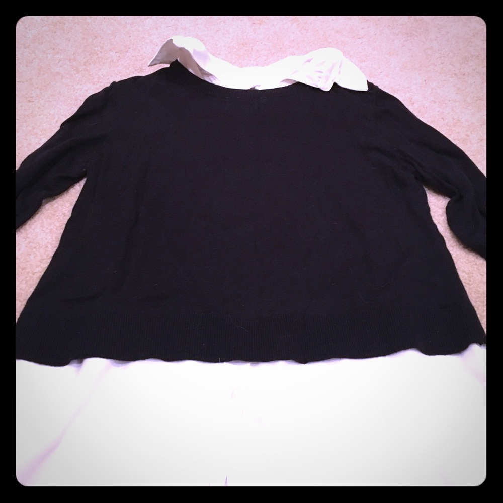 Black sweater with built in shirt
