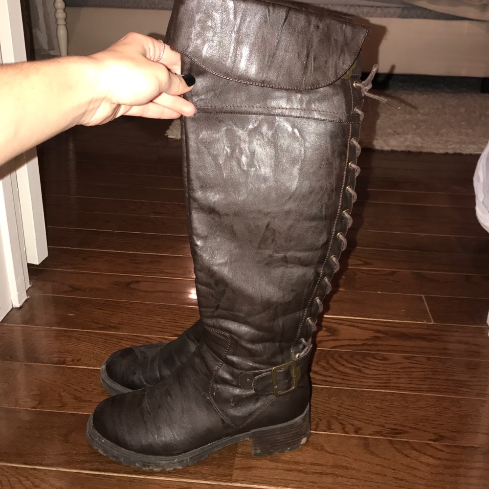 Knee high brown riding boots