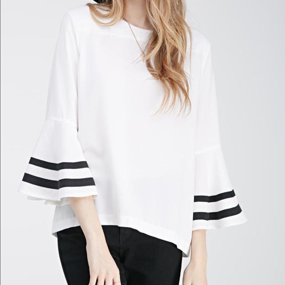 Bell Sleeve Black and White Top