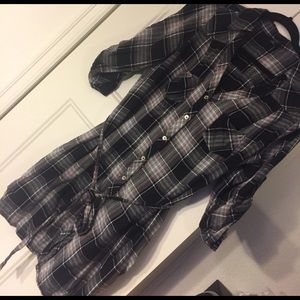 Plaid 3/4 sleeve tunic