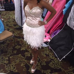 Mac Duggal Short Feathered Prom Dress