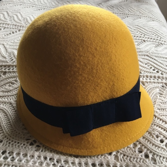 Mustard Wool Felted Cloche Hat