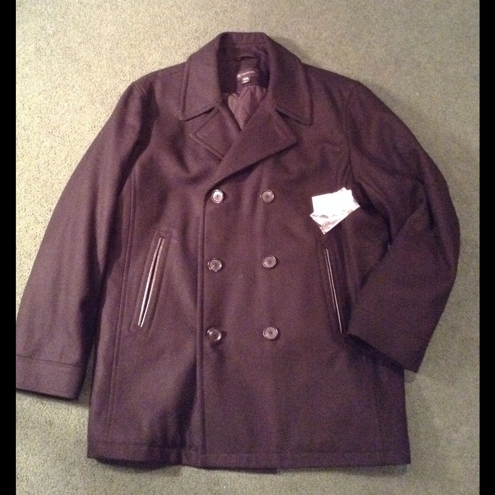Men's wool black peacoat