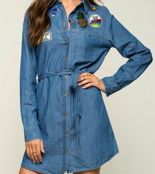 NEW! Patches Chambray Shirtdress - Picture 2 of 8