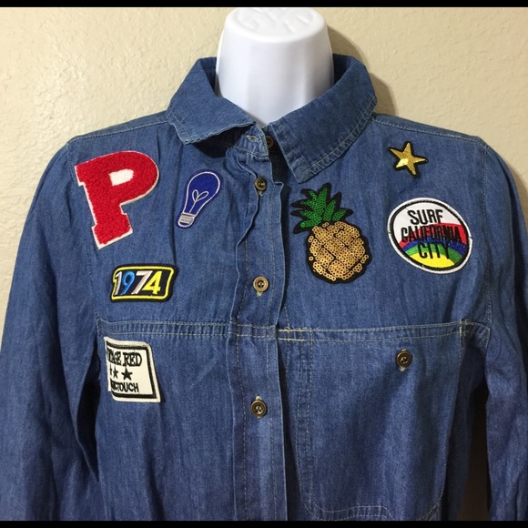 NEW! Patches Chambray Shirtdress - Picture 6 of 8