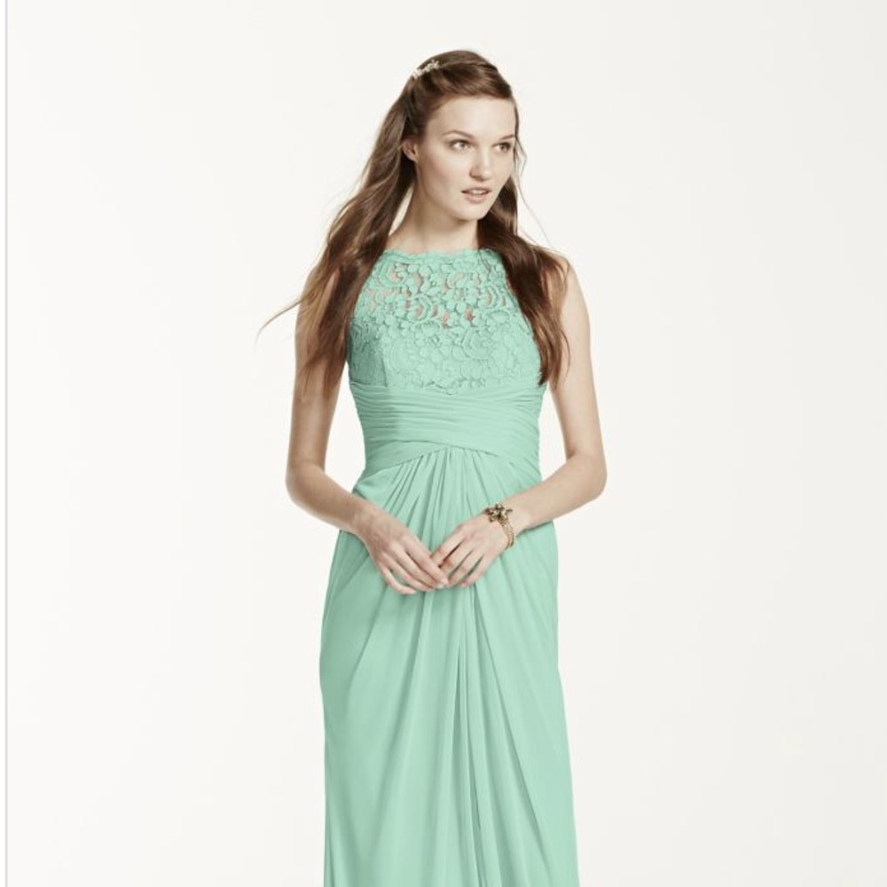 Sleeveless Long Mesh Dress with Corded Lace