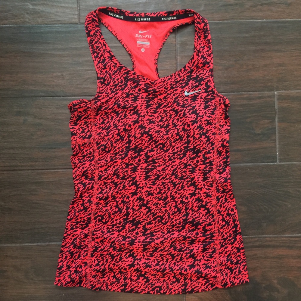 Red & Black Nike Run Racerback Tank