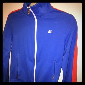 Nike zip-up blue with neon orange stripes