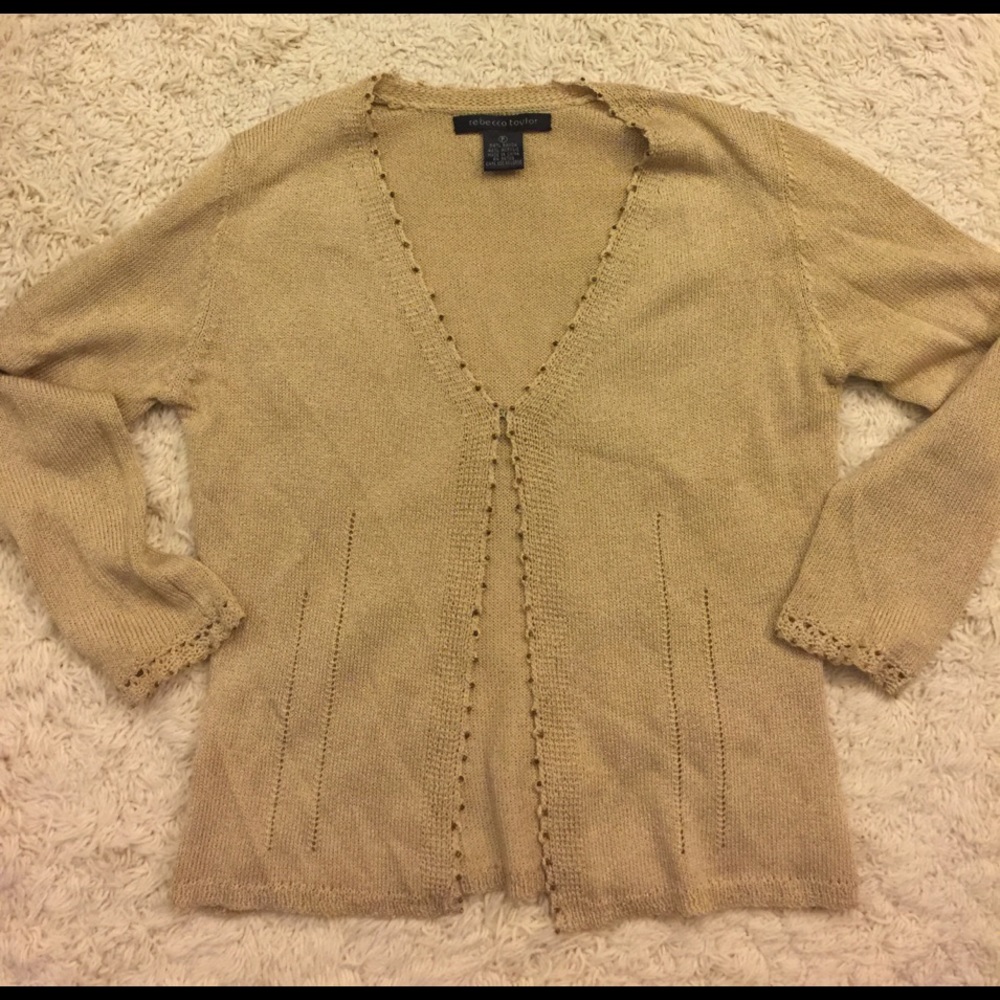 Rebecca Taylor gold with beading dress cardigan