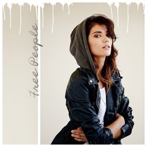 Free People Vegan Leather Hooded Jacket