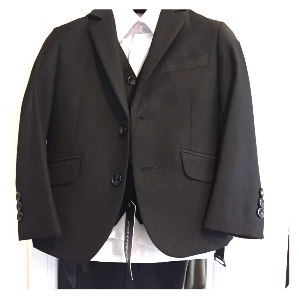 Boys new Fouger black suit.  Size 3