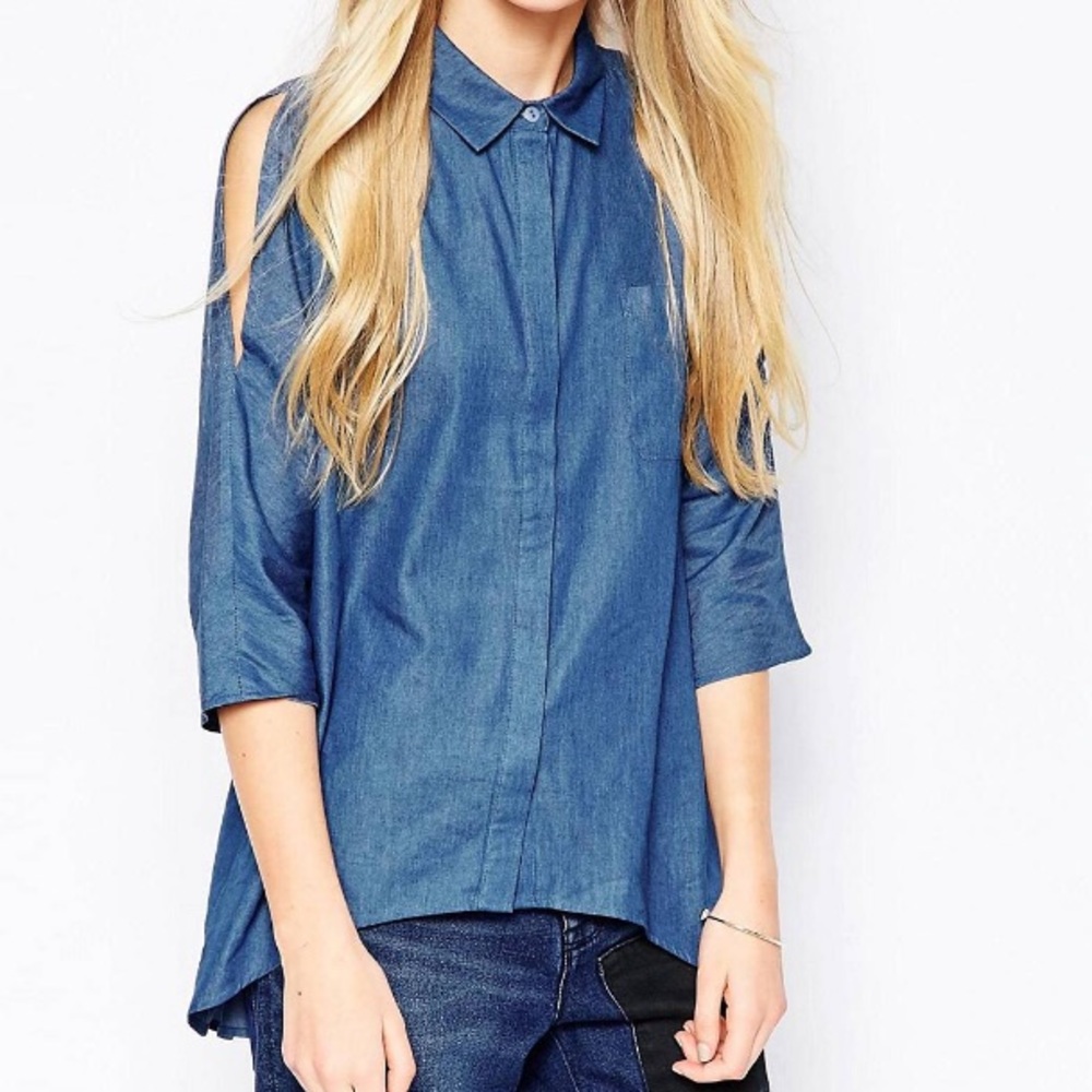 NWOT ASOS Influence Cold Shoulder Oversized Shirt