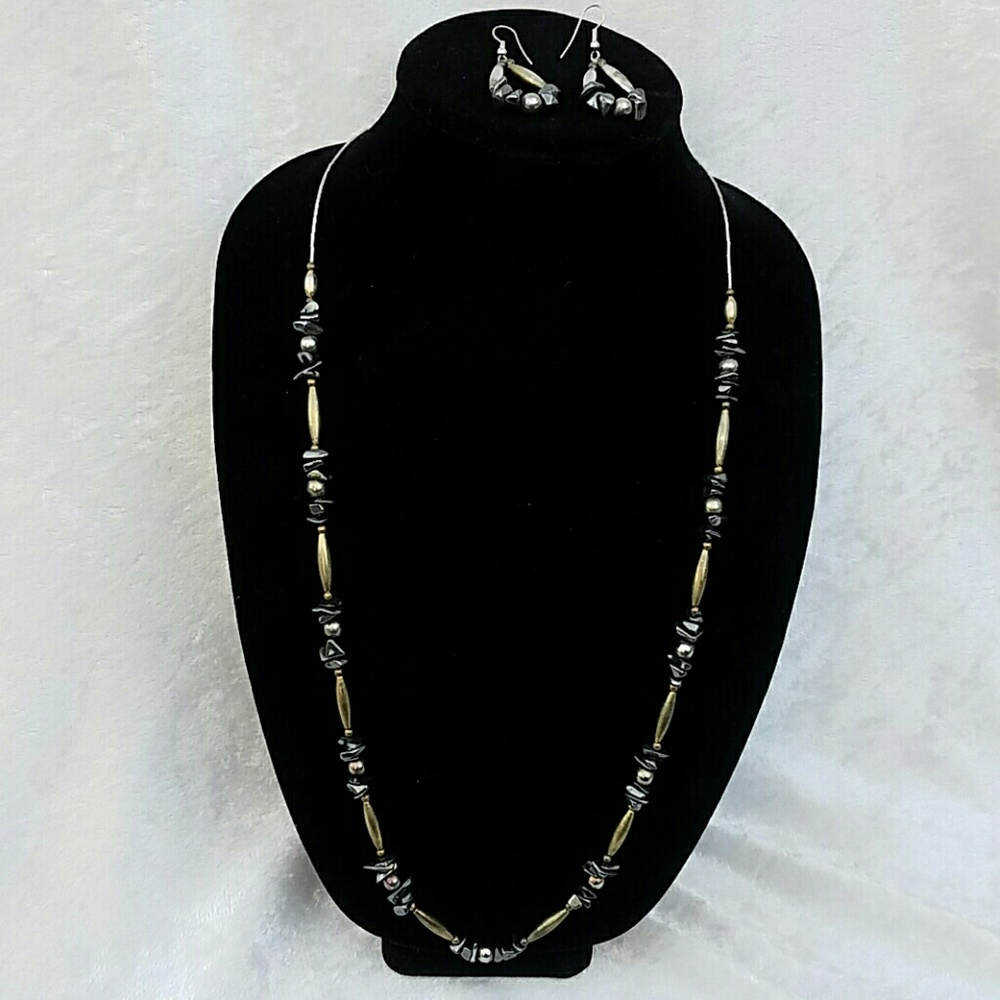 Hematite Stone Necklace & Earrings