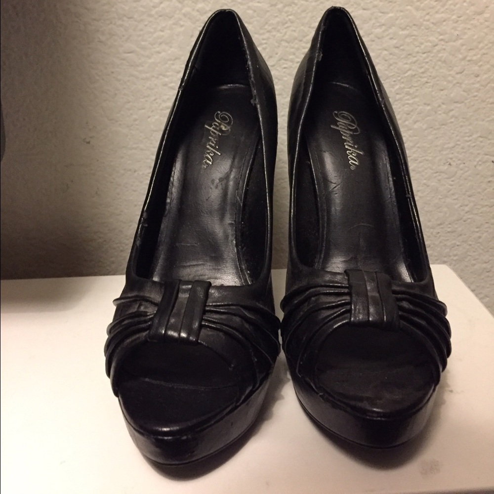 Black Open-toe Platforms