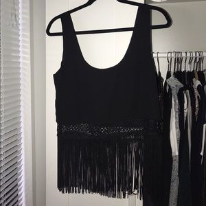 Black fringe top