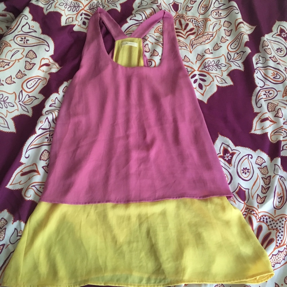 Everly boutique purple and yellow layered tank