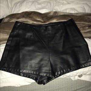 Black leather shorts