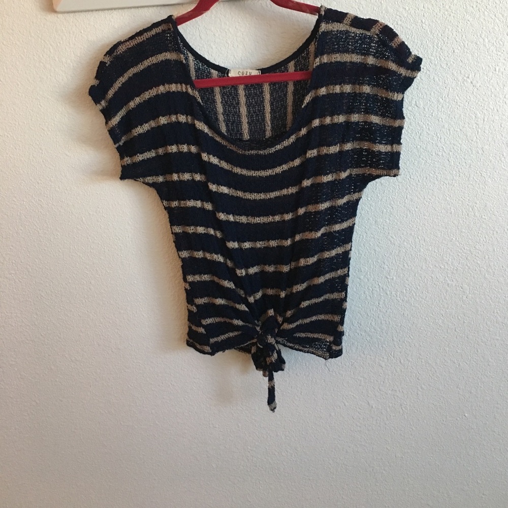 Knitted Short Sleeved Tie Top