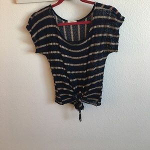 Knitted Short Sleeved Tie Top