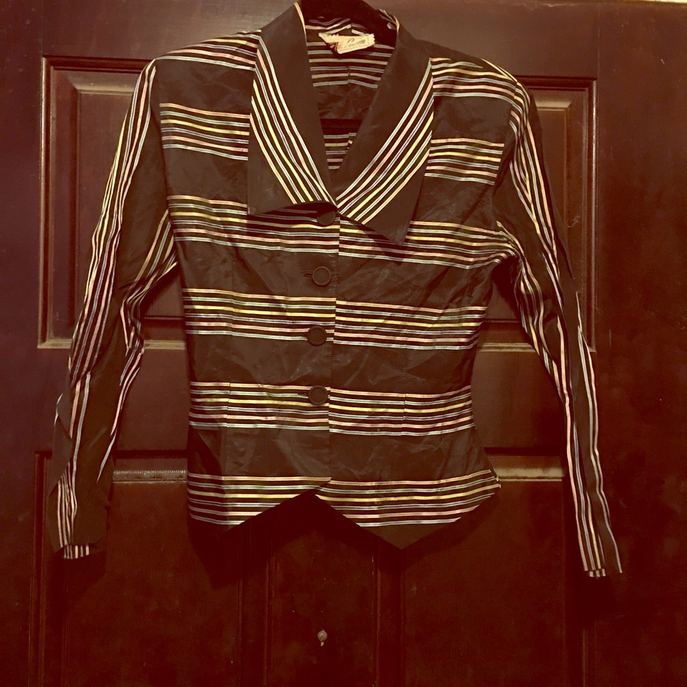 True Vintage 1930's Black Striped Peplum Jacket