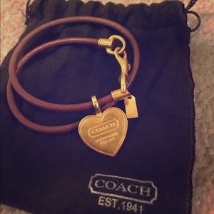 Coach Leather Necklace with Removable Heart Charm